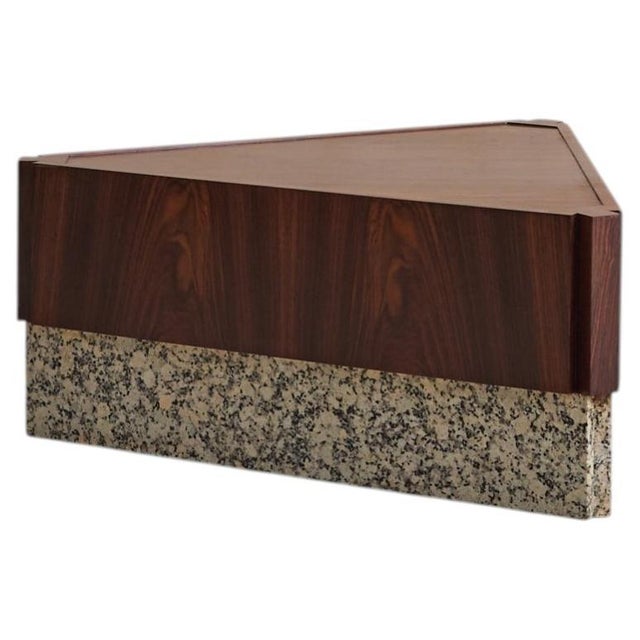 French Rosewood + Granite Triangular Coffee Table, 1940s For Sale