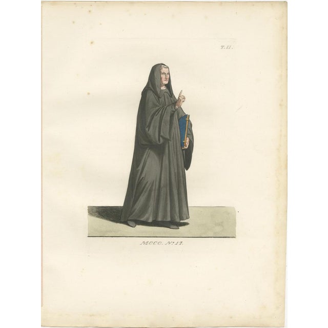 Bonnard, Medieval Figures Costume & Daily Life, Handcolored Engravings, 1845, Set of 4 For Sale - Image 3 of 10