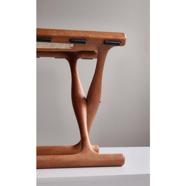Poul Hundevad Danish Modern Gold Hill Stool in Oak and Black Leather attributed to Poul Hundevad, 1960 For Sale - Image 4 of 17
