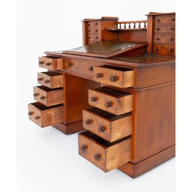 Victorian Dickens Desk in Walnut, 1870 For Sale - Image 4 of 5