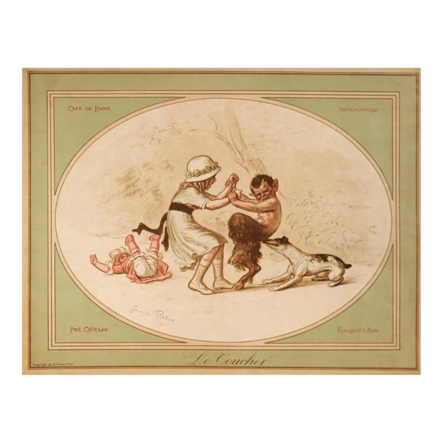 1914 Original French Art Nouveau Poster, Le Coucher Cafe De Paris (Recto/Verso) For Sale