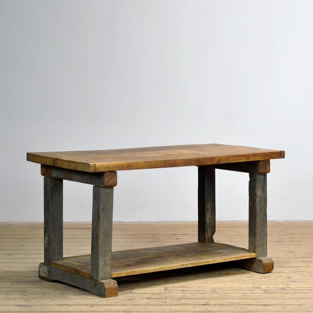 Industrial Oak Work Table, 1950 For Sale - Image 10 of 10