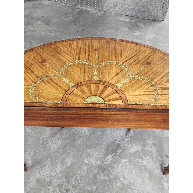 Vintage Maitland-Smith Adam Style Handpainted Demi-Lune Console Table For Sale - Image 11 of 17