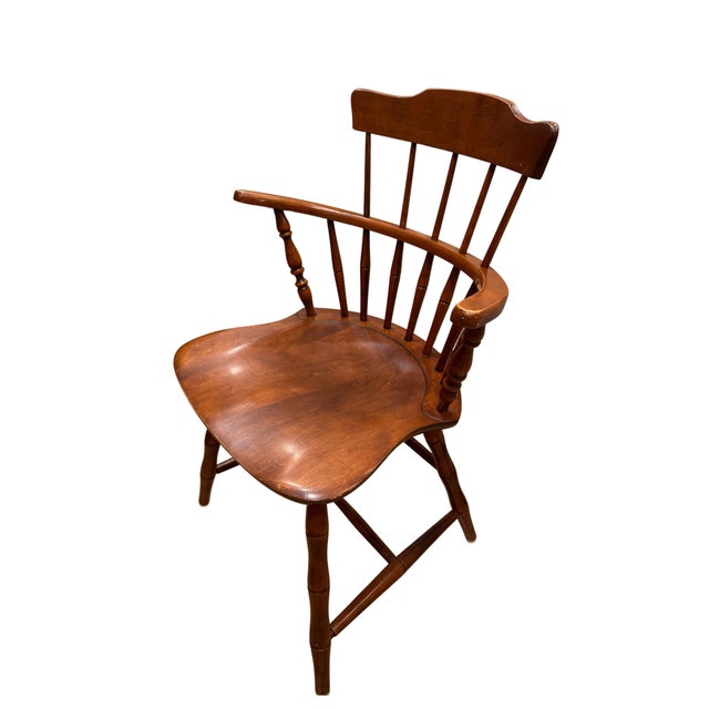 Mid 20th Century Mid 20th Century Nichols & Stone Co. Comb Back Cherry Windsor Chair For Sale - Image 5 of 6