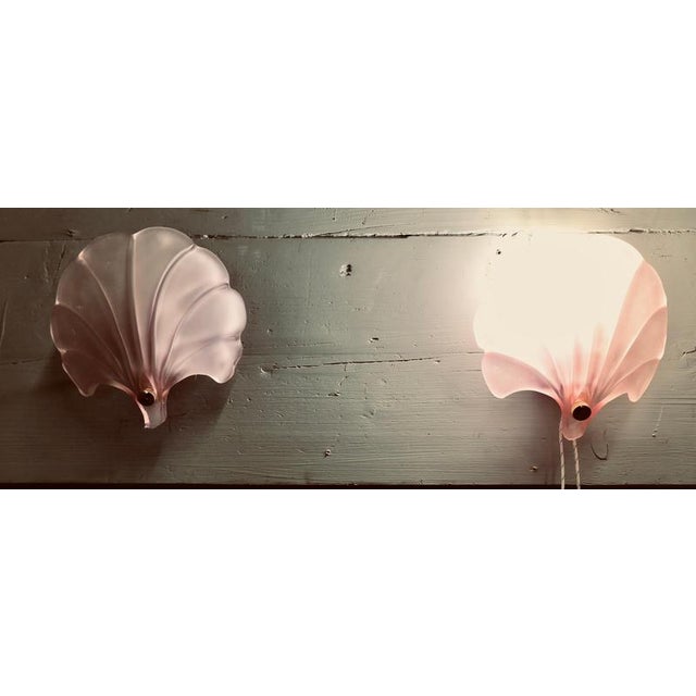 Pair of French Pink Glass Art Deco Shell Wall Lights A very Pretty pair in the Art Deco style, the wall lights have never...