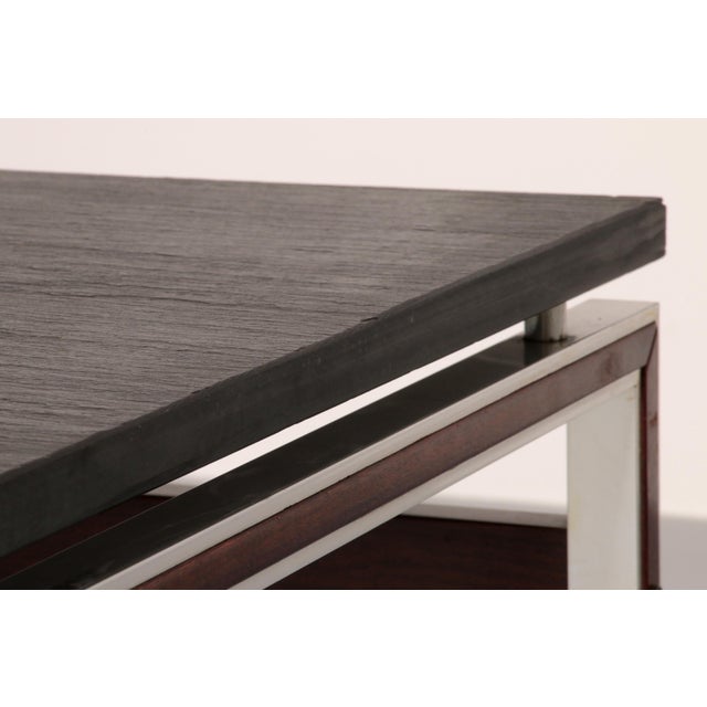 Black Coffee Table in Slate, Chrome and Wood, Denmark, 1970 For Sale - Image 8 of 11