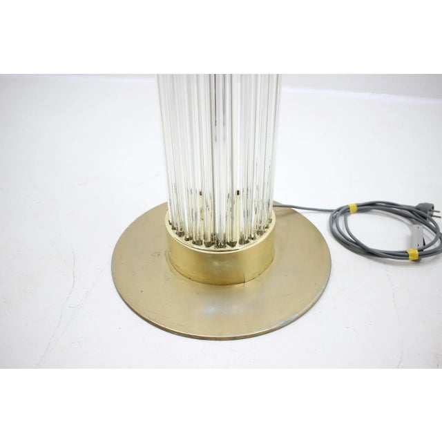 Made in Czechoslovakia. Made of brass, glass. Brass parts have signs use. Re-polished. Fully functional. Miss four glass...