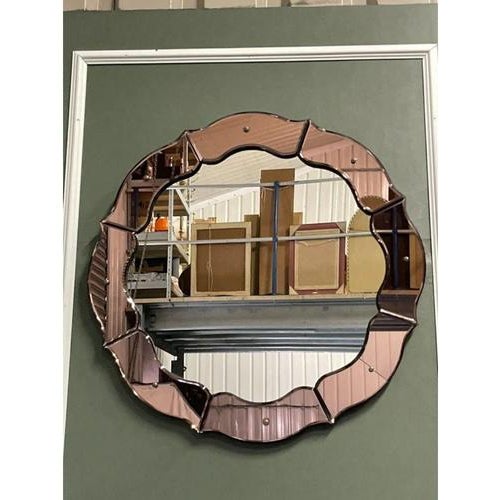 Lovely french art deco 1920's convex peach wall mirror. A stunning mirror, beautifully made. I encountered this mirror...