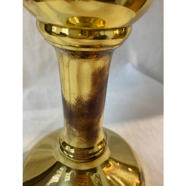 1980s Glass Hurrricane With Gold Base For Sale - Image 5 of 13