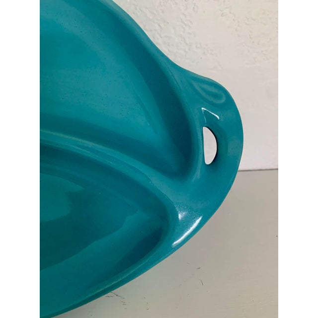 California Pottery Mid-Century Modern California Pottery Aqua Divided Platter For Sale - Image 4 of 6