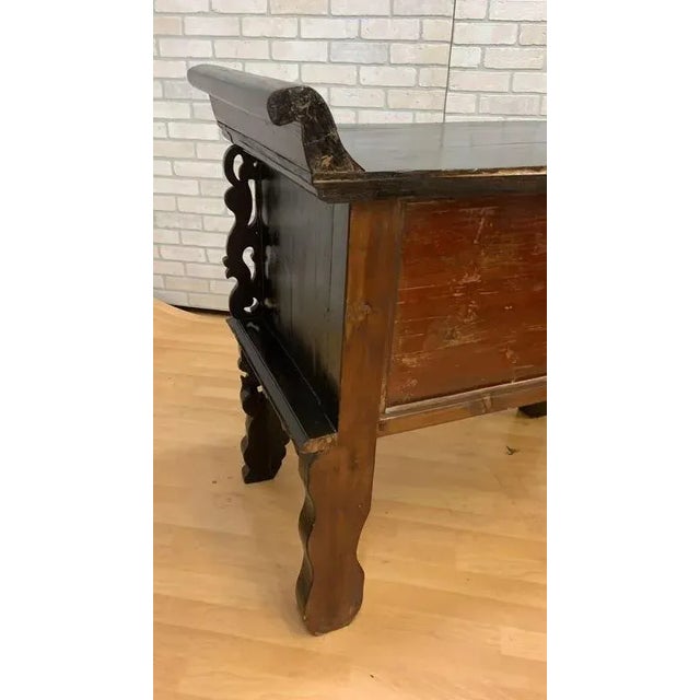 Antique Chinese Black & Red Lacquered Chinoiserie Altar Table For Sale - Image 9 of 11