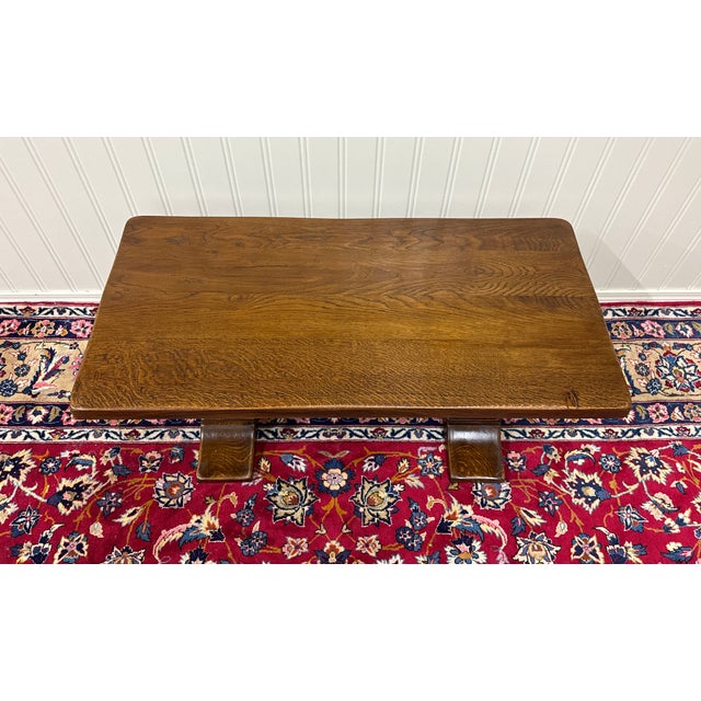Antique French Farmhouse Coffee Table Bench Baluster Pedestal Oak c.1930s For Sale - Image 10 of 17