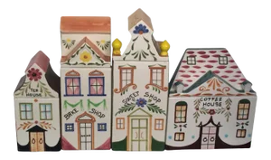 1950s Italian Mid Century Pottery Four Buildings Design Kitchen Ware