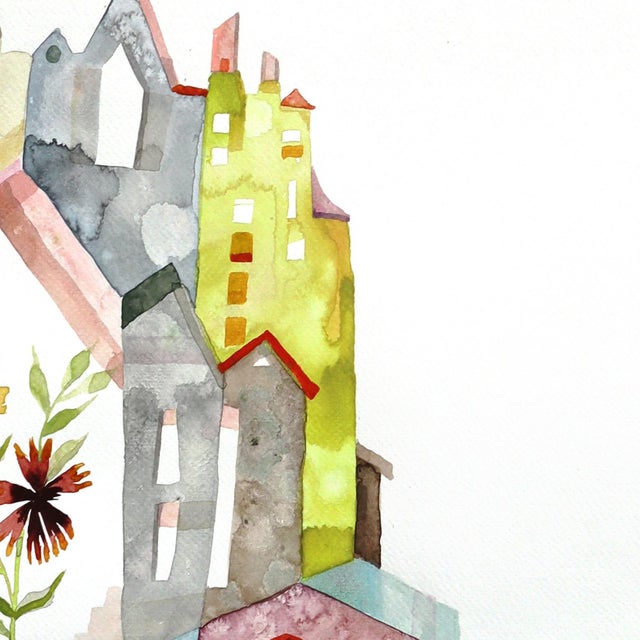 2020s Texas Wildflowers - Original Architectural Floral Still Life Watercolor Painting For Sale - Image 5 of 6