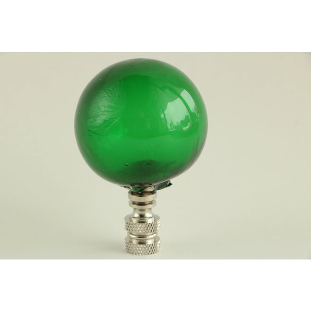 Not Yet Made - Made To Order Emerald Green Blown Glass Lamp Finial on Chrome For Sale - Image 5 of 6
