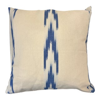 Thick Woven Canvas Fabric With Hand Dyed Ikat Design and New Feather Down Insert For Sale