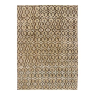 Vintage Art Deco Rug in Beige, Soft Yellow, Brown, and Soft Gray Tones For Sale