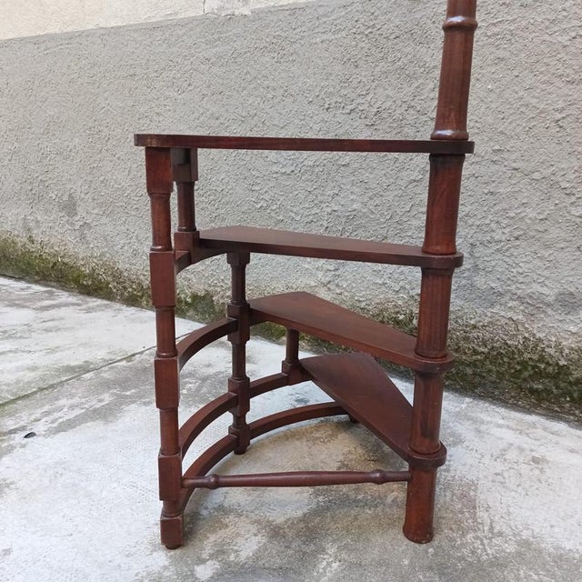 Small 4-Step Wooden Library Ladder, Italy, 1960s For Sale - Image 6 of 12