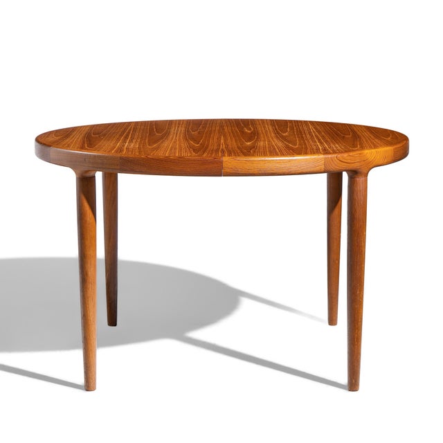 Wood Mid Century Teak Dining Table With 2 Leaves For Sale - Image 7 of 14