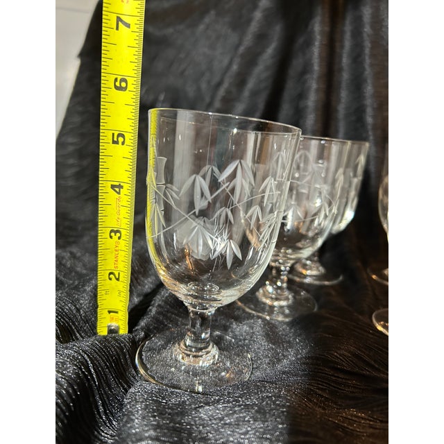 Vintage Sasaki by Noritake Bamboo-Etched Crystal Wine/Water Goblets Set of 14 For Sale In Richmond - Image 6 of 7