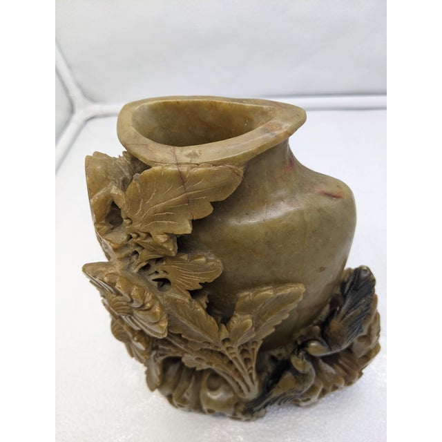 1940s Vintage Chinese Carved Soapstone Vase Chairish