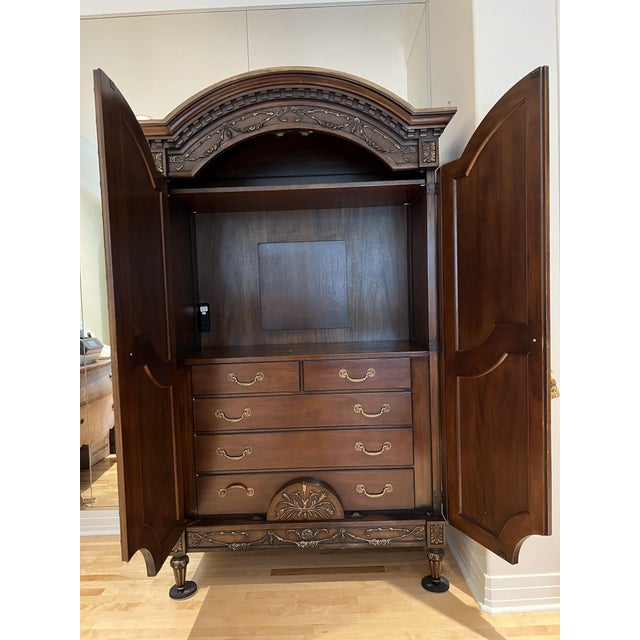 Late 20th Century Ej Victor French Louis XVI Style Wood and Cane Armoire For Sale - Image 10 of 12