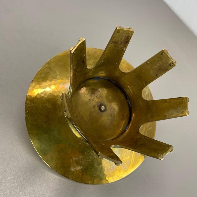 Modernist Brutalist Sculptural Brass Candleholder in the style of Auböck, Austria, 1950s For Sale - Image 18 of 18