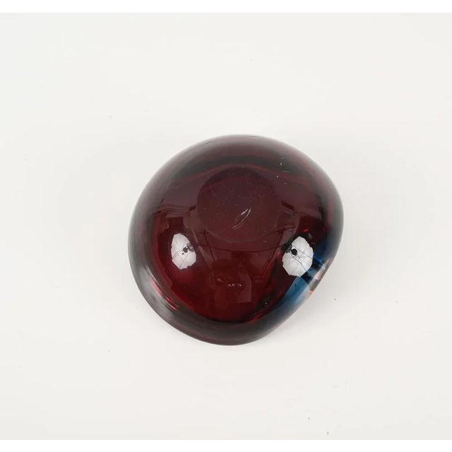 Blue Blue and Red Sommerso Murano Glass Heart-Shaped Bowl by Flavio Poli, Italy, 1960s For Sale - Image 8 of 11
