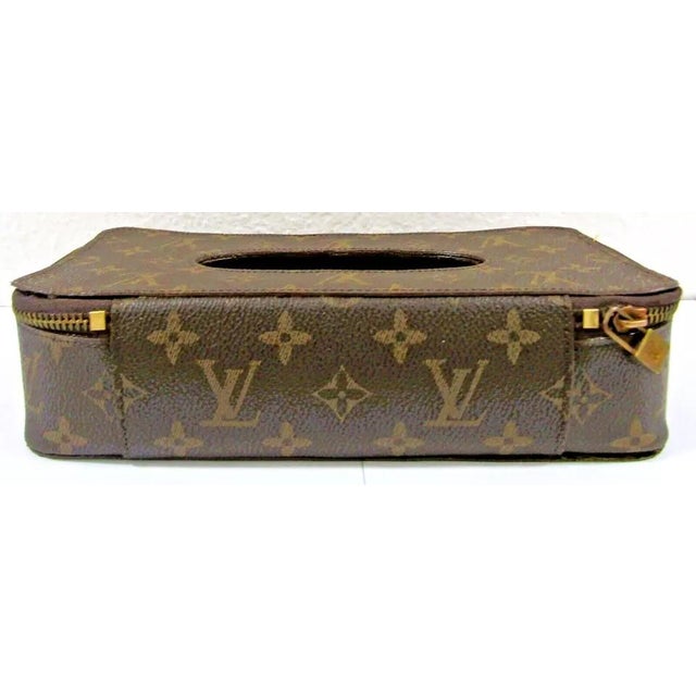 1980s Louis Vuitton Monogram Leather Zippered Tissue Holder Box For Sale In Miami - Image 6 of 11