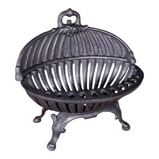 Antique Regency Revival Fire Basket, English, Iron, Fireplace, Grate, Edwardian For Sale