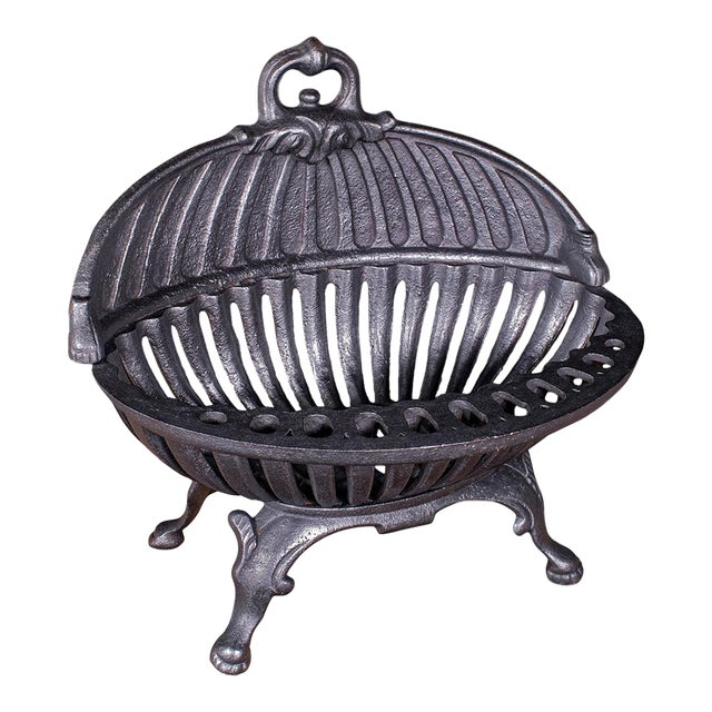Antique Regency Revival Fire Basket, English, Iron, Fireplace, Grate, Edwardian For Sale