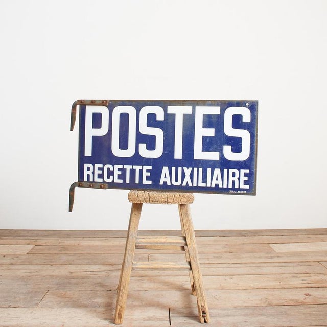 Antique French Enamel Post Office Metal Sign, 1950s For Sale - Image 9 of 9