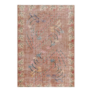 Vintage Zeki Müren Rug in Beige-Brown With Floral Patterns, From Rug & Kilim For Sale