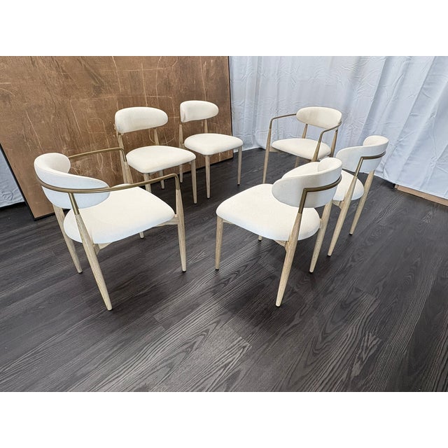 Restoration Hardware Arno Fabric Dining Chairs Complete Set of 6 | 4 Side Chairs & 2 Armchairs For Sale - Image 14 of 18