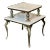 1940s French Gilded Brass and Carrera Marble Two Tier Side Table For Sale