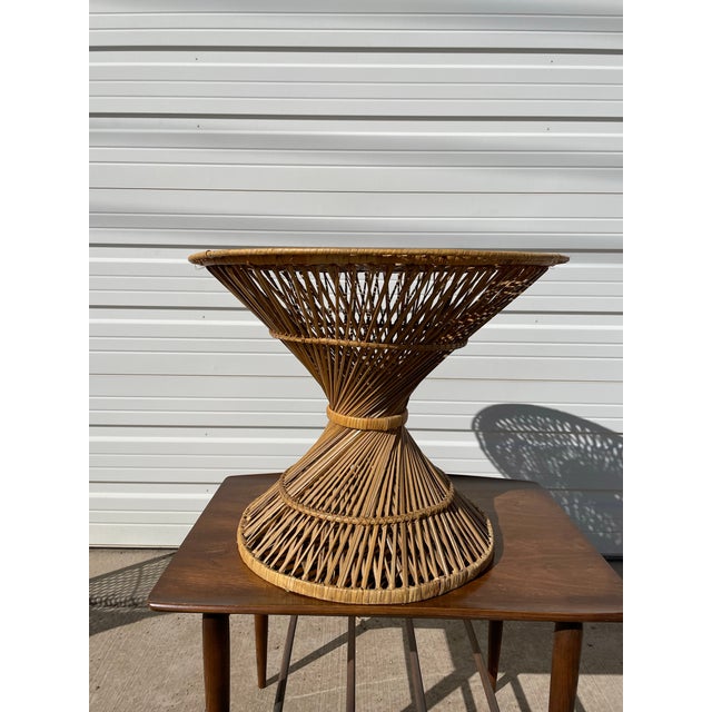 Vintage 1970s Spun Wicker Rattan Table For Sale - Image 10 of 12
