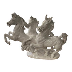 Large Glazed Terracotta Sculpture of Galloping Horses