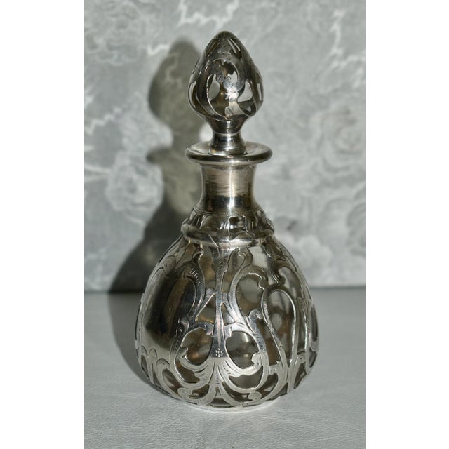 Antique Perfume Bottle in Sterling Silver Overlay For Sale - Image 11 of 13