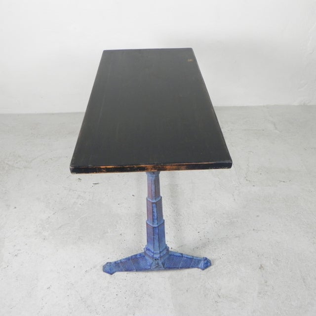 Art Deco Bistro Table with Cast Iron Frame and Pine Top, 1930s For Sale - Image 15 of 18