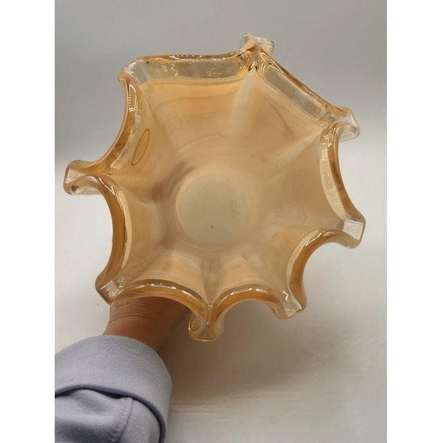 Murano Vintage Swirl Murano Style Goldy Art Glass Vase For Sale - Image 4 of 5