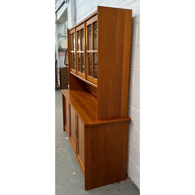 Mid-Century Danish Teak China Hutch and Credenza For Sale - Image 4 of 16