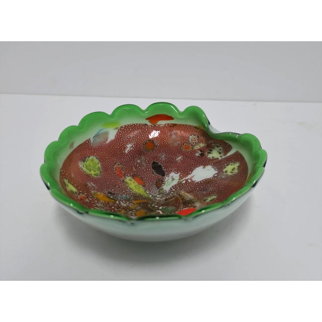 Metal Italian Murano Bright Green Art Glass Bowl For Sale - Image 7 of 10