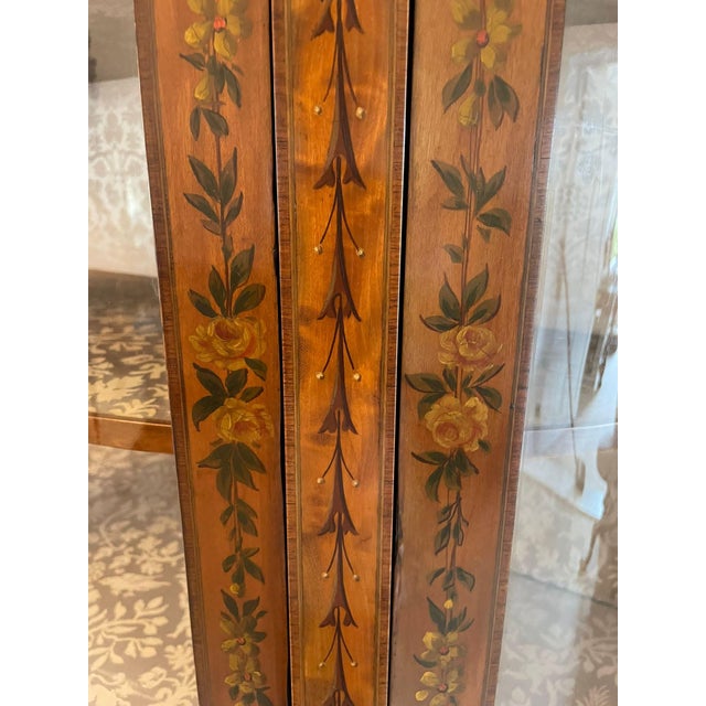 Victorian Satinwood Display Cabinet with Original Painted Decoration, 1880s For Sale - Image 11 of 17