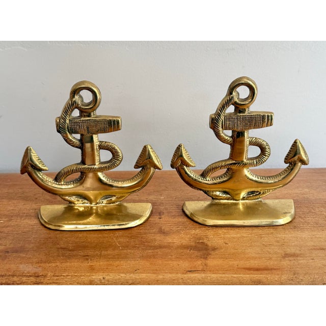 A charming pair of cast solid brass nautical anchor bookends. Perfect for your Nantucket, Cape, or Hamptons home! No...