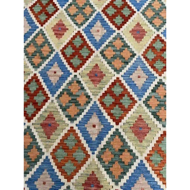 Hand-Woven Kilim Rug With Geometric Patterns For Sale - Image 4 of 8