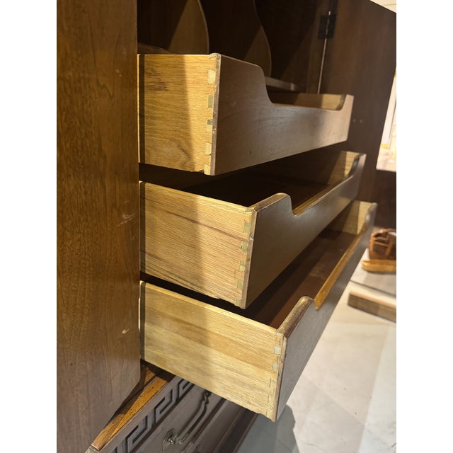 Vintage Thomasville Greek Key Armoire in the Hollywood Regency Style, C. 1970s For Sale - Image 16 of 18