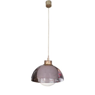 Pendant Lamp in Glass, Plastic and Nickel-Plated Brass, Italy, 1960s For Sale