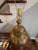 1930/1940s Large Boho Moroccan Urn Tooled Brass Lamp With Copper and Wood Accents For Sale - Image 12 of 12