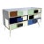 Italian Mondrian Style Blue Green White Brown Modern Brass Dresser/Chest For Sale