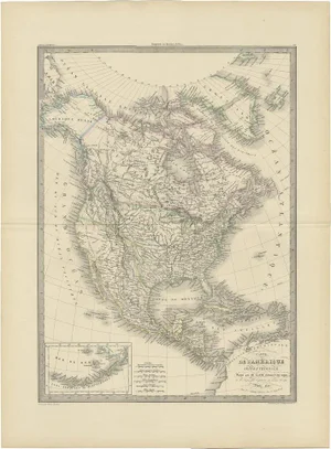 Antique Map of North America by Lapie, 1842